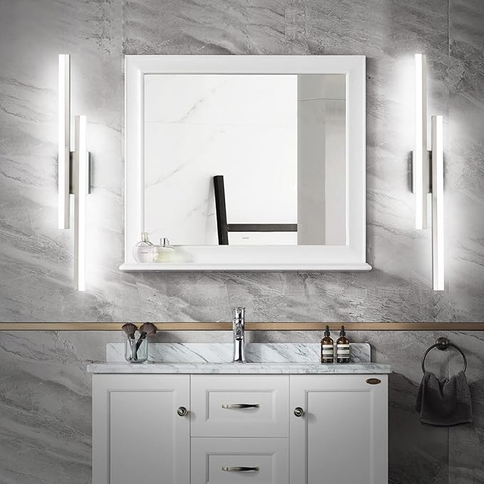 PRESDE 32 Inch LED Bathroom Vanity Light Bar, Modern Brushed Nickel Wall Lighting Fixture Over Mirror 3CCT