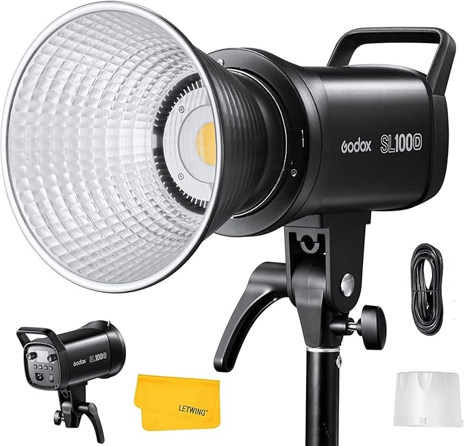 Godox SL100D LED Video Light,100W TLCI≥97 CRI≥96,5600K Continuous Lighting, 8 FX Lighting Effects, 32100Lux @1M Bowens Mount COB LED Continuous Light for Video Shooting,Content Creating,Photography