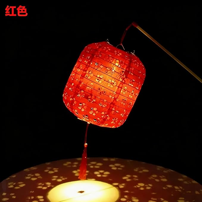 10PCS Paper Lanterns Red Japanese New Year Spring Festival Lantern 6inches with LED Lights, Hanging Valentines Lanterns with Tassels Walking Sticks for Wedding Dinner Birthday Party Decor