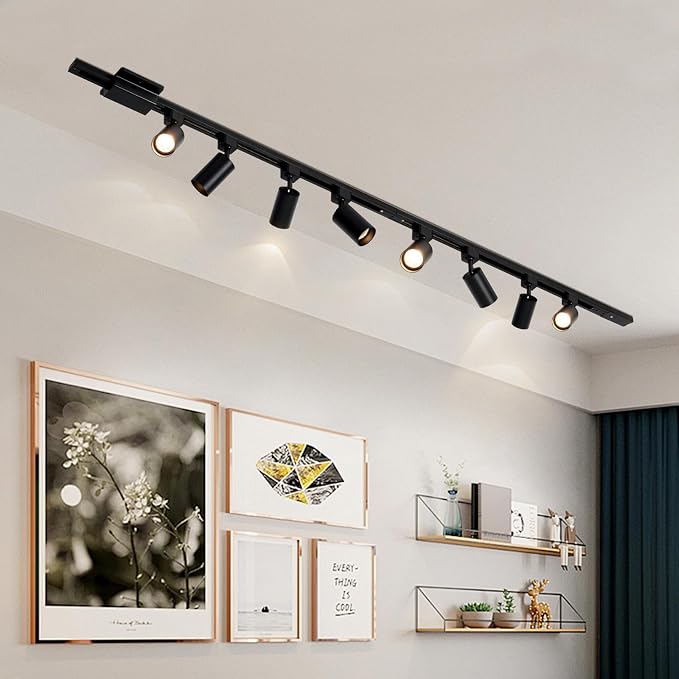 3-Color 4-Light LED Track Lighting Kit with 3.3FT H Track Lighting Rails & Canopy Connector, GU10 Dimmable Track Light Kit, Modern Kitchen Track Lighting Fixtures Ceiling Spot Light, Black
