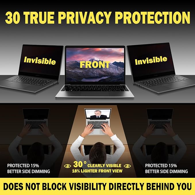 Laptop Privacy Screen 14 Inch Anti Blue Light Screen Protector, Laptop Screen Privacy Shield - 16:9 Aspect Ratio Hanging Style