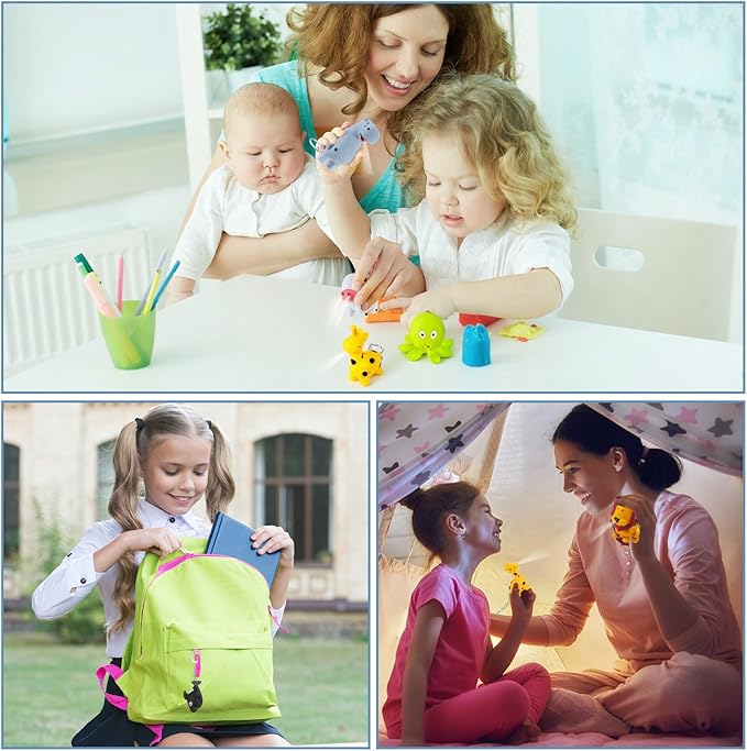 Kenning 6 Pieces Animal Flashlight Keychain Mini Pediatric Nurse Flashlight Badge Reel Pediatric Pen Lights Keychain for Nursing Staff Urgent Care