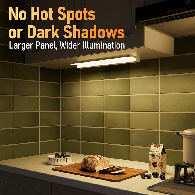 TORCHSTAR Ultra-Slim LED Under Cabinet Lighting Fits 12" Cabinets | 5CCT, Hardwired & Plug-in, 8W 600LM, 120V CRI90 Linkable Dimmable Thin Under Counter Lights for Kitchen, ETL T24, White