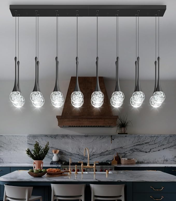 16 Lights Modern Glam Crystal Chandelier for High Ceiling LED Dimmable Pendant Light for Staircase Foyer Enterway Living Room Chandelier Lighting Black