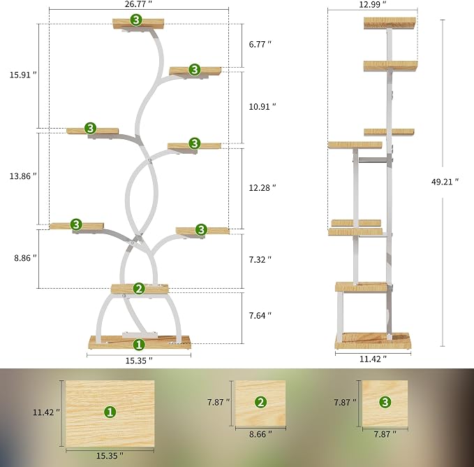 Plant Stand Indoor with Grow Light - 8 Tiered Corner Plant Shelf Indoor | 49" Plant Holder with Lights for Indoor Growing, Tall Lighted Flower Stand for Living Room, Balcony, White