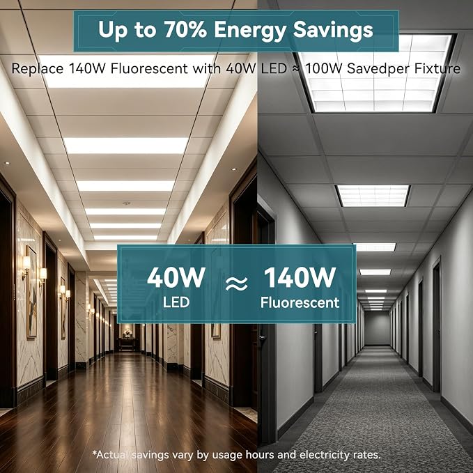 12Pack 2x4 LED Flat Panel Light, 9630LM, Selectable 30W-72W and 3000K-6500K, Dimmable 0-10V, Drop Ceiling Fixture for Office, School, Store (12Pack)
