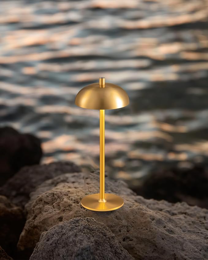 12" Cordless Table Lamps Set of 2, Gold Modern Portable Desk Lamp | LED, 3 Color Dimming, Rechargeable, Battery Operated Lights for Bedroom, Outdoor, Restaurant, Bedside, Night Light, Gifts