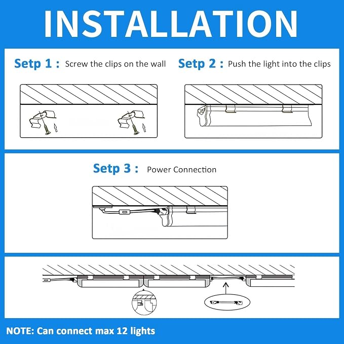 CNSUNWAY 2FT LED Shop Light, 22W 3300LM 5000K, V-Shape T8 LED Lights | Linkable Shop Lights Fixture, Under Cabinet Lighting for Workbench, Garage, Workshop, Plug and Play, ETL Listed (2-Pack)