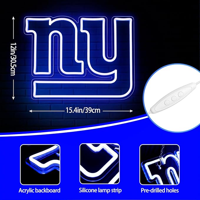 Football Neon Sign for Wall Decor Football Led Neon Light for Man Cave | Dimmable Rugby Team Logo Sign for Bedroom Club Bar Game Room Party Garage Decor Birthday Gifts for Men Size 15.4*12.0 In
