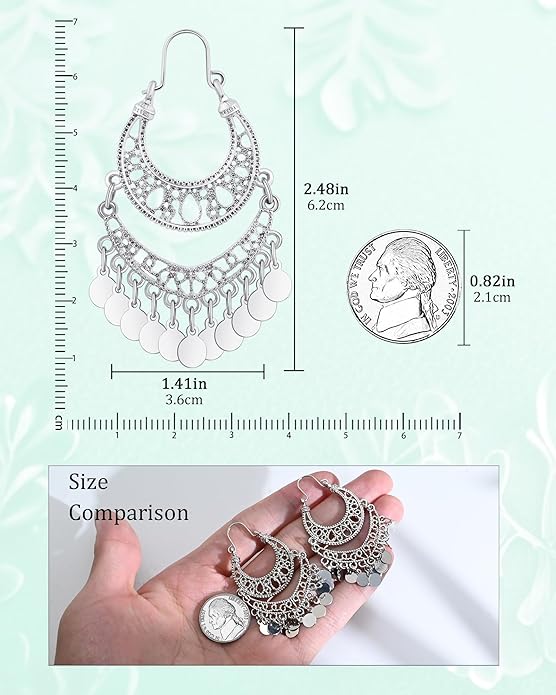 18K Gold Plated Filigree Dangling Large Gold Plated Chandelier Earrings for Women Indian Jewelry for Women Gifts