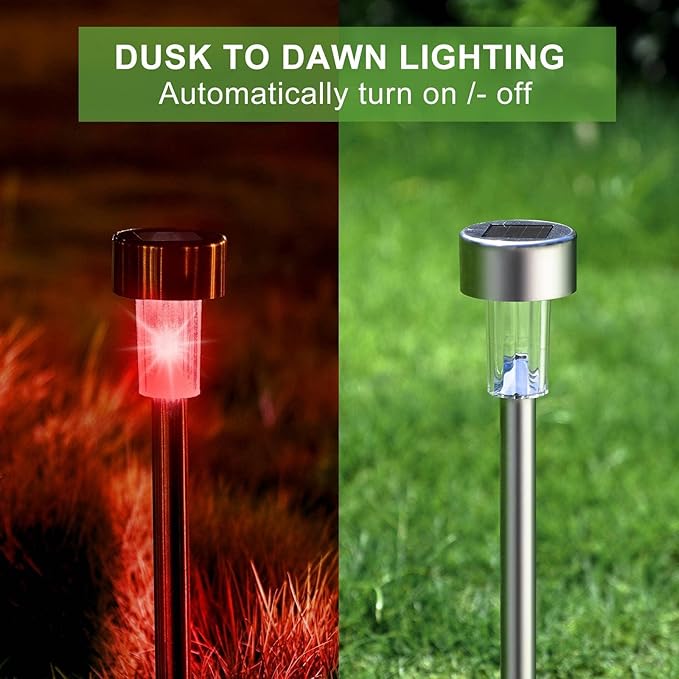 Dream Master Solar Lights Outdoor Waterproof, Stainless Steel LED Landscape Lighting, Solar Garden Lights, Outdoor Decorations for Yard, Pathway, Walkway, Patio, Lawn - 16 Pack (Multicolor)