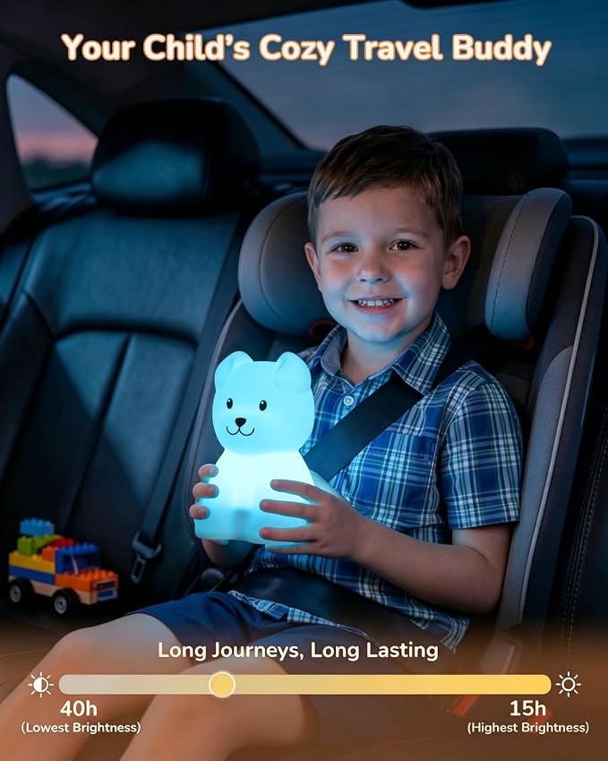 Night Light for Kids, LED Puppy Squishy Animal Lamp for Baby, Soft Silicone Dimmable Bedside Touch Light with Timer, Battery Rechargeable Nightlight Boys Gifts Toddler Room Decor 4.53 x 1.81 x 4.13 in