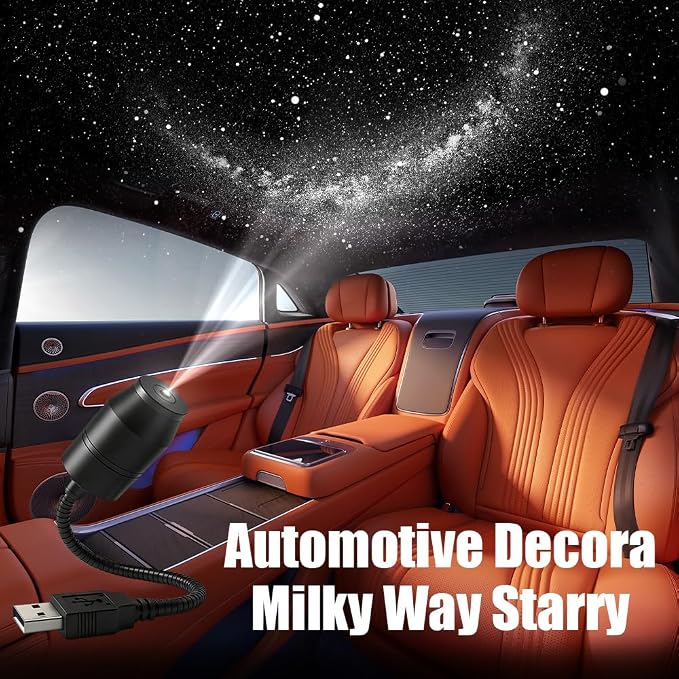 Ultra-High-Definition Car Projection – Galaxy Night Light Projector, USB Starry Sky Lamp with 360° Gooseneck & Dimmer for Bedroom, Ceiling Decor