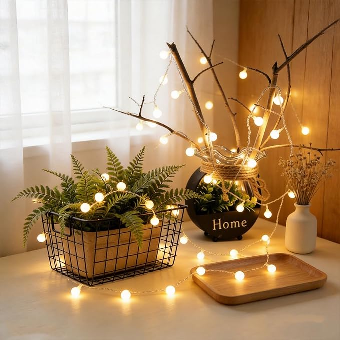 33FT 100LED Globe String Lights, Battery Powered Waterproof 8 Modes Hanging Fairy Lights with Remote for Patio Garden Holiday Tree Yard Party Wedding Indoor Outdoor Decor, Warm White