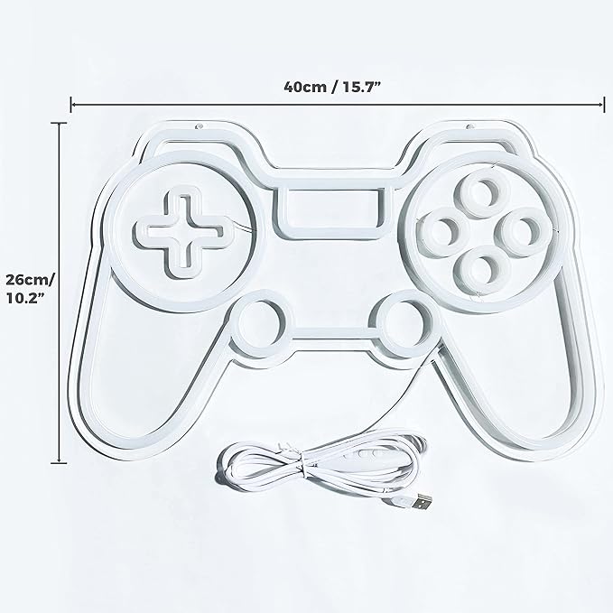 Game Controller Neon Sign Gamer Gifts for Teen Boys Room Decor Upgraded Gaming Lights Game Console Neon Light Sign for Bedroom Wall Decor (Gamepad)