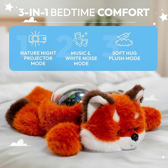 Sound Sleepers Fox – Stuffed Animal Night Light & Baby Night Light Projector with Soothing Music | Plush Toddler Night Light Projector, Sound Machine & Nursery Star Projector