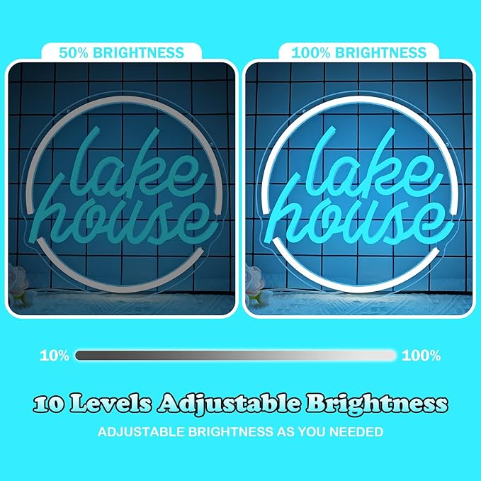 Lake House Neon Sign Dimmable LED Neon Light for Lake House Decor Lake Life Light up Signs Led Neon Signs for Lakeside Holiday Wall Decor