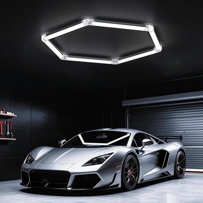 Hexagon Garage Lights: 42W 1 Grids Hexagon Led Lights 4620LM | 6500K Ultra Bright Hex Light, DIY Honeycomb Light for Garage, Shop, Basement, Barber, Homegym, Car Detailing, Studio
