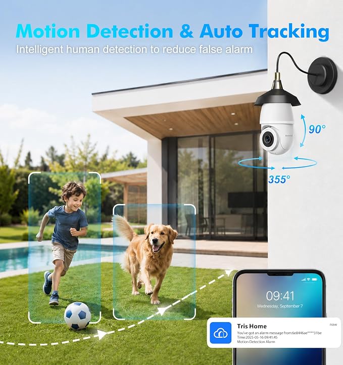 Light Bulb Security Camera,2K 5G & 2.4G WiFi Bulb Cameras for Home Security | Wireless Outdoor Cam with Motion Detection,2-Way Talk,Color Night Vision,Light Socket Security Camera Work with Alexa