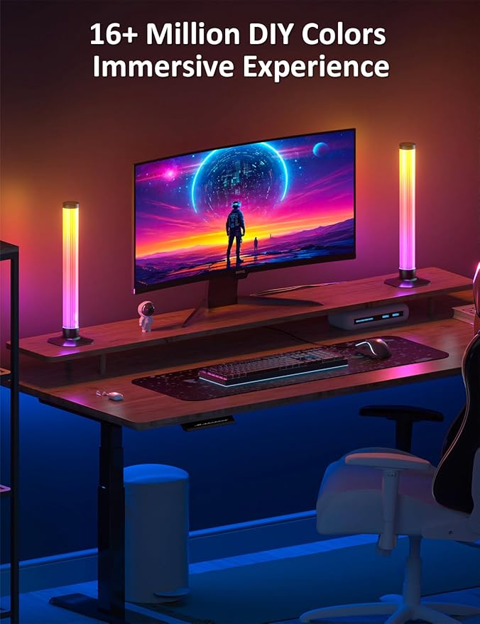 RGB Light Bar, TV Backlights 360 Degree Light Emitting USB Powered, Gaming Ligting, APP and Remote Control, Music Sync, Color Changing Ambient Lighting for Desk, TV, PC, Monitor, Party