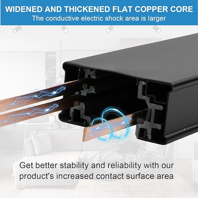 26 FT H Track Lighting Rails Kit, 3 Wire Black Light Tracks with Floating Canopy Connector, Multi Functional H Type Rails, Ideal for Single Circuit H Style Track System