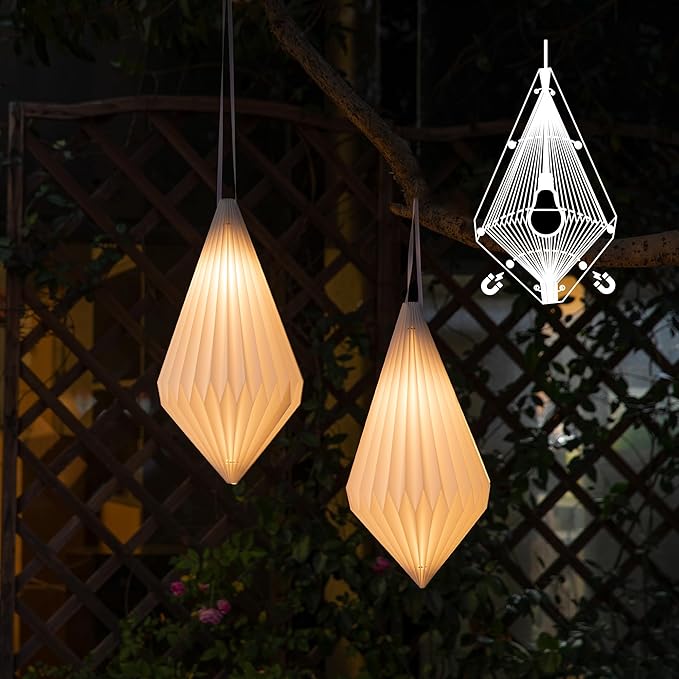 Battery Operated Outdoor Paper Lantern for Patio & Garden — Waterproof Hanging Decorative Light with Remote Timer, Foldable Paper Lantern with String for Backyard, Porch Decor