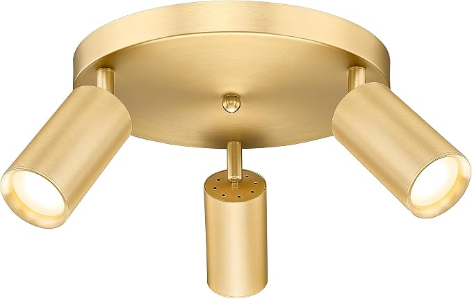 FEMILA 3 Light Track Lighting Fixtures Ceiling, Brushed Gold LED Track Light with 3000K Bulbs, Track Lights Ceiling Mount for Kitchen, Hallway, Gallery, 4FS84F-3 BG
