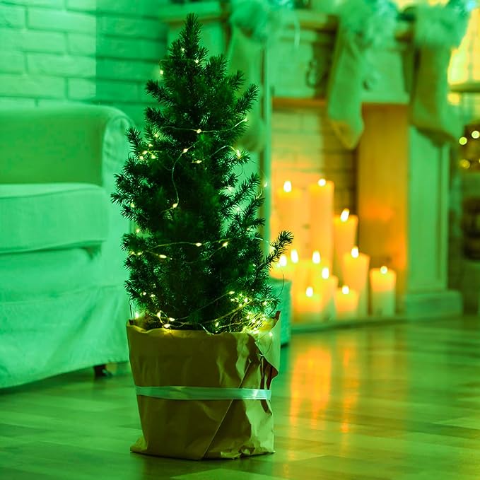 4 Pack Green Fairy Lights Battery Operated with Remote, Waterproof 20FT 60LED Cuttable Twinkle Lights with Timer Indoor Outdoor, String Light for Bedroom, Classroom, Wedding, St. Patrick's Day Décor
