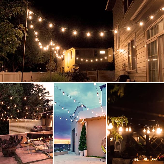 96FT LED Outdoor String Lights with Dimmer & Timer, Shatterproof IP65 Waterproof Patio Lights for Christmas, Party, Wedding Decoration
