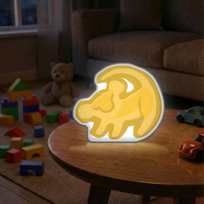 Allenjoy Yellow Cartoon Lion Night Light Desk Lamp - Wall Mountable LED Lightbox Sign, Home Office Room Decor, Gifts for Kids Teens Men Women Fans
