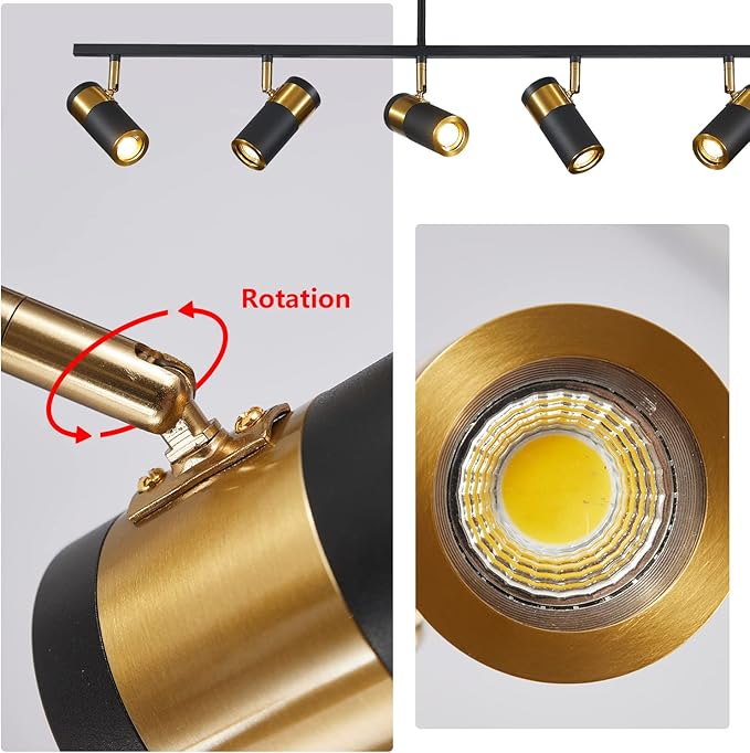 5-Light Ceiling Track Lighting Adjustable LED Track Lighting Kit Gold and Black Industrial Ceiling Spot Lighting for Kitchen Farmhouse Accent Lighting…