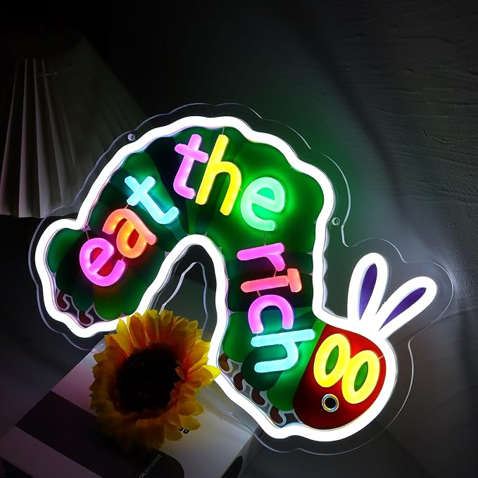 Funny Cartoon Quote Neon Sign Wall Decor for Man Cave Bar Bedroom | USB powered dimmable cute caterpillar cartoon print funny wall decor perfect for bedroom,children room and party decoration