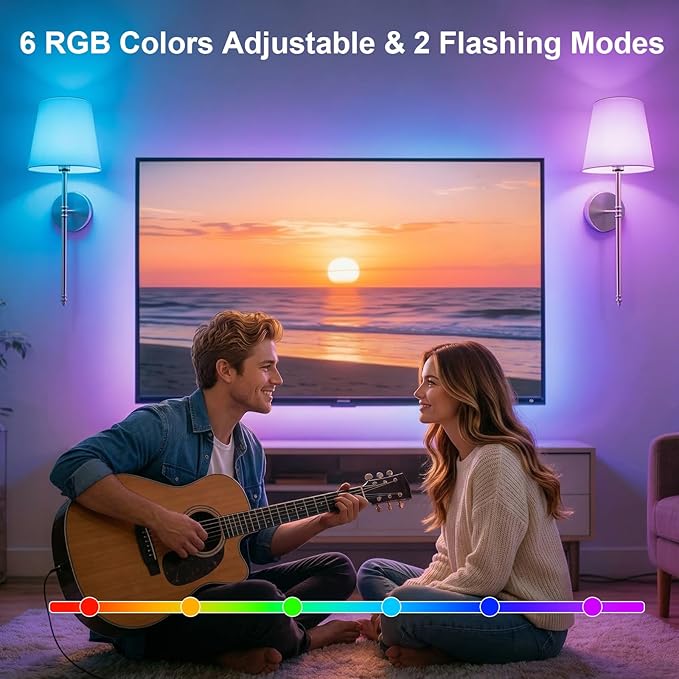 Wall Sconces Set of Two, Battery Operated Rechargeable Wireless Sconces Wall Decor with Remote, RGB Dimmable Wall Lamp for Bedroom Living Room Hallway (Gold)