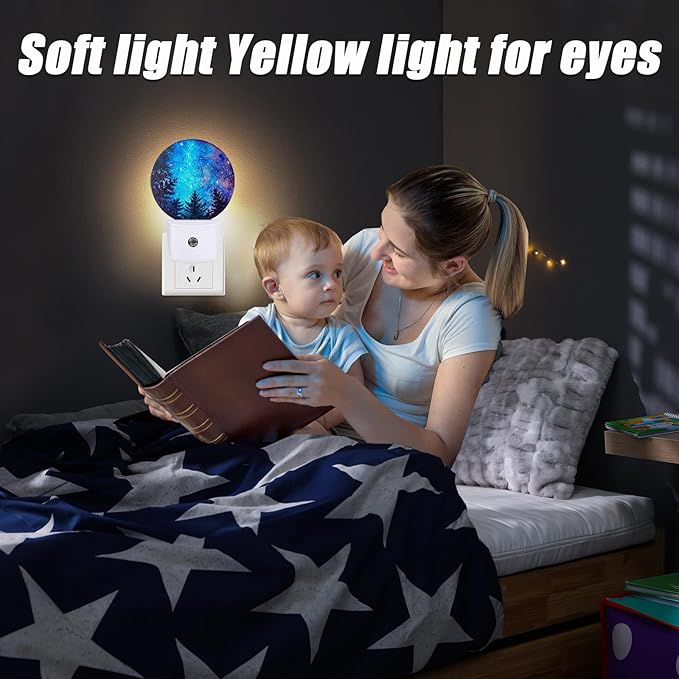 Northern Night Light,Forest Galaxy Sky Nightlight Plug into Wall LED Lamp Auto Sensor Dusk to Dawn for Bedrooms/Kitchens/Toilets/Corridors,Energy-Saving