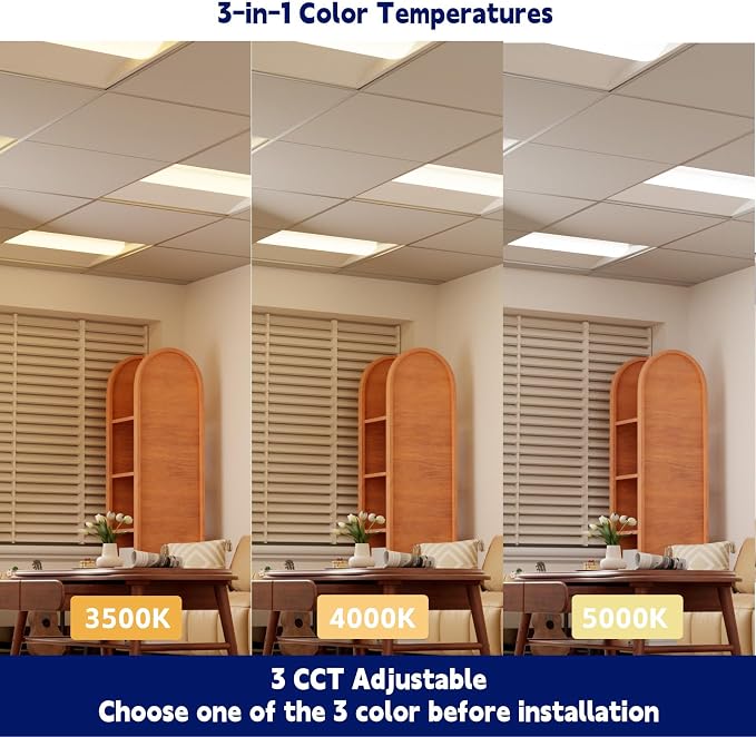2x2 FT LED Center Basket Troffer Light, 3CCT Color Tunable 3500K/4000K/5000K, Watt Adjustable 30/35/40W, 0-10V Dimmable Drop Ceiling Lights, 120-277V-ETL Qualified-32Pack