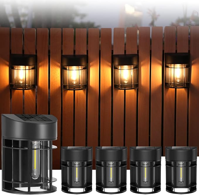 Solar Fence Lights, Upgrade Solar Deck Lights, Waterproof Solar Outdoor Lights for Wall Yard Post,Steps, Easy-to-Install