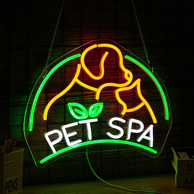 Pet SPA Neon Sign Dog And Cat LED Neon Light for Wall Decor Dimmable USB Powered Animal SPA for Pet Shop Pet Beauty Salon Pet Grooming Home Decor