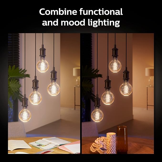 Philips Hue Smart 60W G25 Filament LED Bulb - White Ambiance Warm-to-Cool White Light - 2 Pack - 550LM - E26 - Indoor - Control with Hue App - Works with Alexa, Google Assistant and Apple Homekit