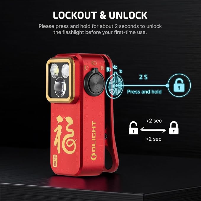 OLIGHT Oclip Pro Rechargeable EDC Clip-on Flashlight, FS Red | Red Light, 500 Lumens Floodlight, Spotlight, Pocket-Sized, USB-C Charging, Magnetic, for Work, Signaling, Outdoor or Home Use