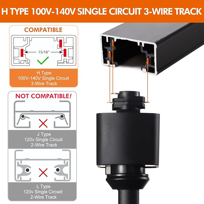 10W 3-Color LED Track Lighting Heads H Type Compatible with Single Circuit H Track Rails, Bright Flexible Adjustable Track Lighting Fixtures Ceiling Spotlight for Kitchen 24° Black 4 Pack