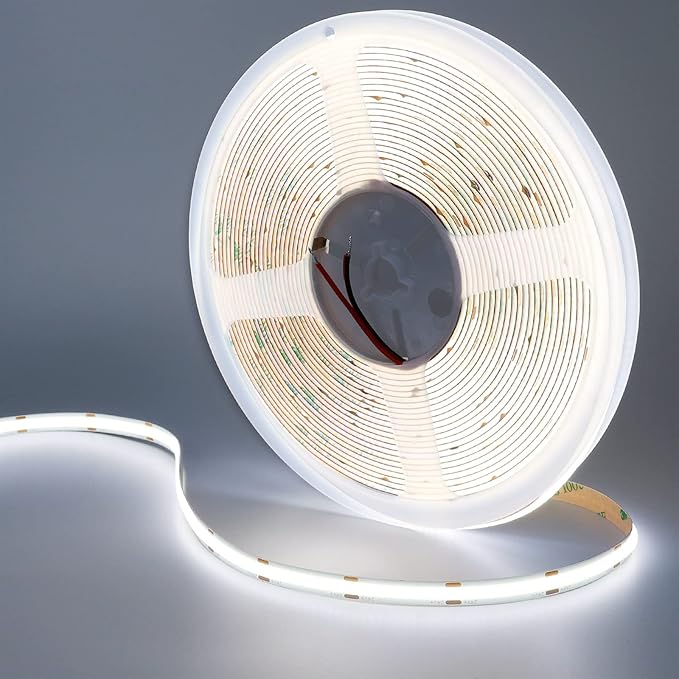 32.8ft(10M) 24V COB LED Strip Light Cool White 6000K 3840LEDs CRI 93+ 6800lm Uniform Glow Dotless IP20 Not Waterproof Flexible LED Tape Lights for DIY Cabinet Bedroom Home Decor(No Power Supply)