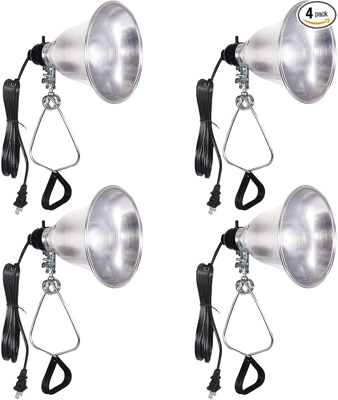 Simple Deluxe Clamp Lamp Light Socket with 5.5 Inch Aluminum Reflector, Suit for Max 60 Watt Lamp (No Bulb Included) with 18/2-Gauge 6 Feet Cord, 4-Pack