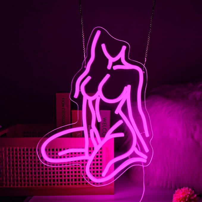 Lady Neon Sign for Wall Decor Beauty Miss Led Light Up Sign Bedroom Bar Club Party for Man Cave Room Hanging Pink Led Sign Art Birthday Decoration Gifts
