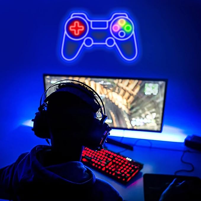 Game Controller Neon Sign Gamer Gifts for Teen Boys Room Decor Upgraded Gaming Lights Game Console Neon Light Sign for Bedroom Wall Decor (Gamepad)