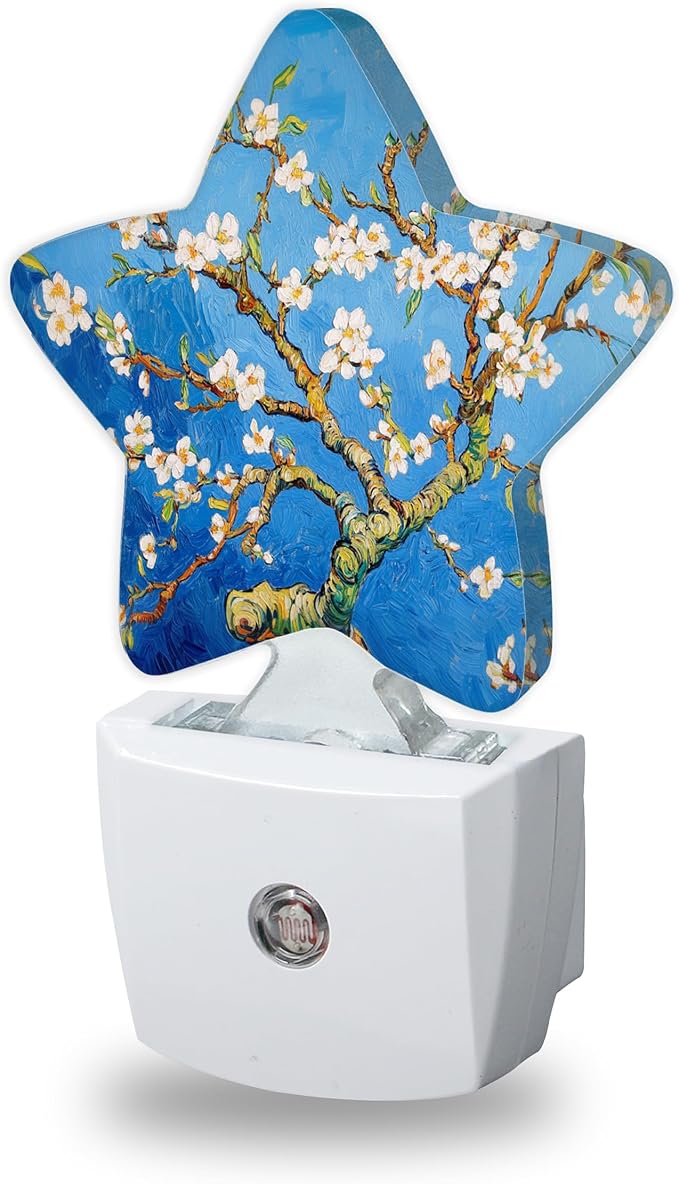 Night Lights Plug Into Wall Decorative,Vintage Apricot Blossoms Nightlights for Kids Bedroom, Spring Flowers Energy Efficient Dusk-to-Dawn Sensor Sleep Friendly Lamp for Nursery Bathroom
