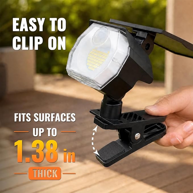 Clip-on Solar Spot Lights Outdoor with Motion Sensor for Pathway | 800LM SUPER BRIGHT 3-in-1 Install IP65 Waterproof Landscape Lighting with 3 Lighting Modes for Fence, Tree, Flag and Garage