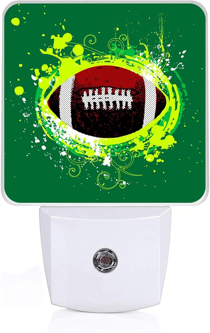 American Football Night Light, Plug-into Abstract Football Ball Nightlight White LED Lamp, Energy Efficient Decor Desk Lamp for Bedroom Hallway Stairs Bathroom