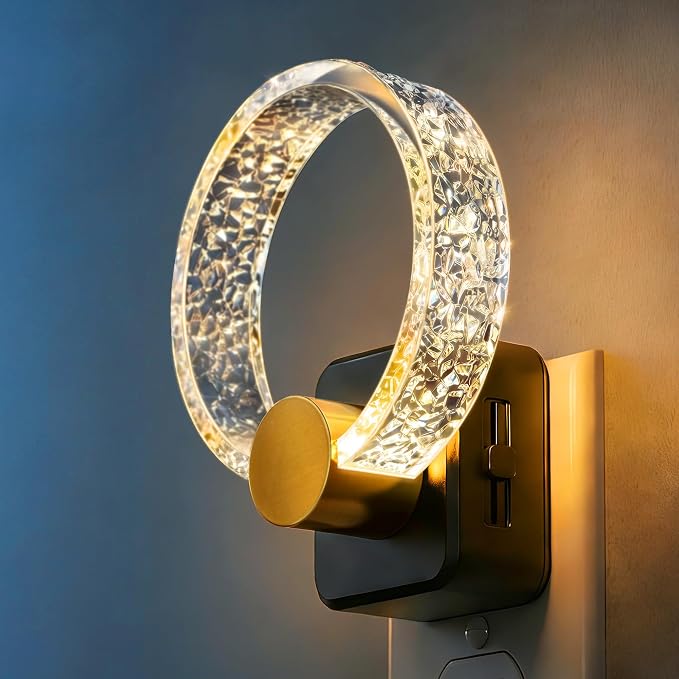 LED Night Lights Plug Into Wall，Acrylic Decorative Night Light | Dusk-to-Dawn Sensor, Dimmable Nightlights, Adjustable Brightness for Bathroom, Hallway, Bedroom,Kids Room,Soft White
