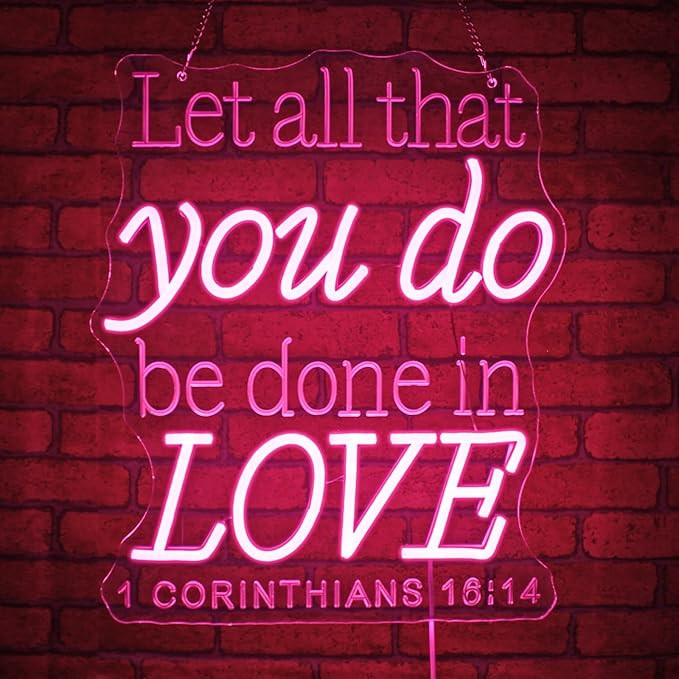 Neon Signs for Wall Decor, JGHTURIE Let All That You Do Be Done in Love Neon Sign LED Wall Light up USB Powered Home Signs for Party Club Event Decoration