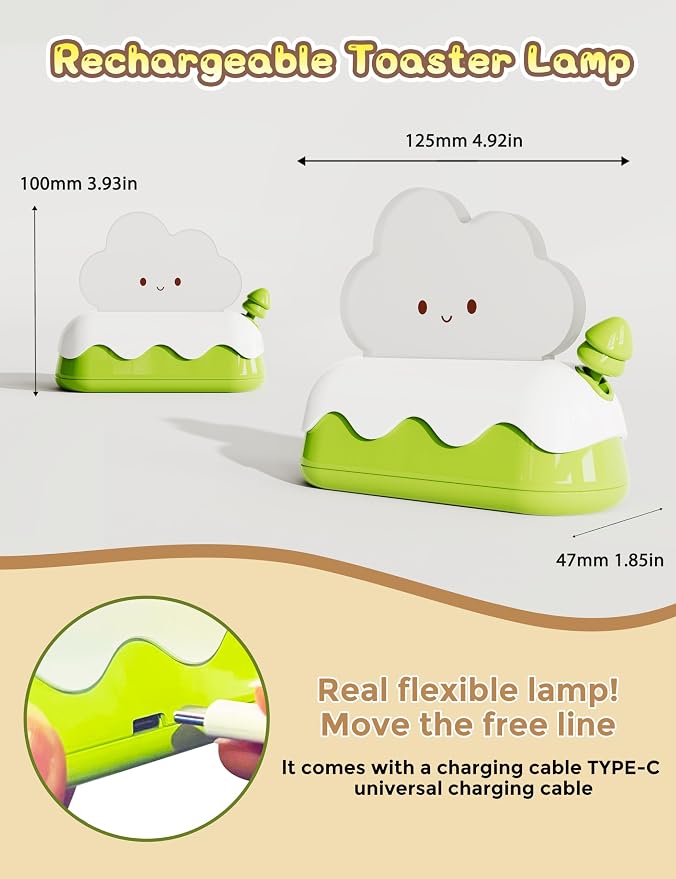 L LOHAS LED Cute Desk Decor Cloud Lamp Night Light for Kids, Kawaii Sleep Light, Rechargeable 7 Colors Lamp, Room Decor, Gifts Ideas for Baby Kids Girls Teens Teenages